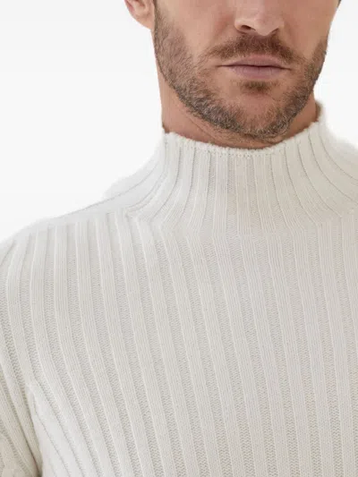 Brunello Cucinelli Men Cashmere Turtle Neck Jumper In White