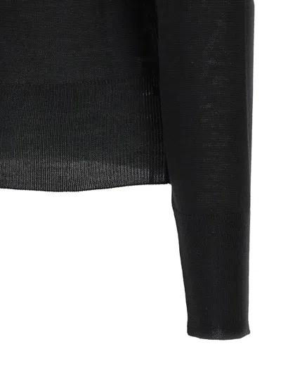 Ermanno Scervino Sheer Turtleneck Lace Sweater With Long Sleeves In Black