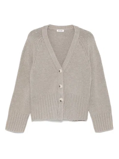 Soft Goat Cashmere V-necked Cardigan In Gray