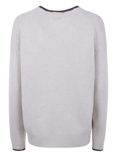 Brunello Cucinelli Cashmere V Neck Sweater Clothing In Gray