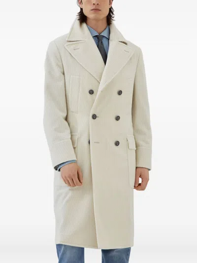 Brunello Cucinelli Men One-and-a-half-breasted Coat In White