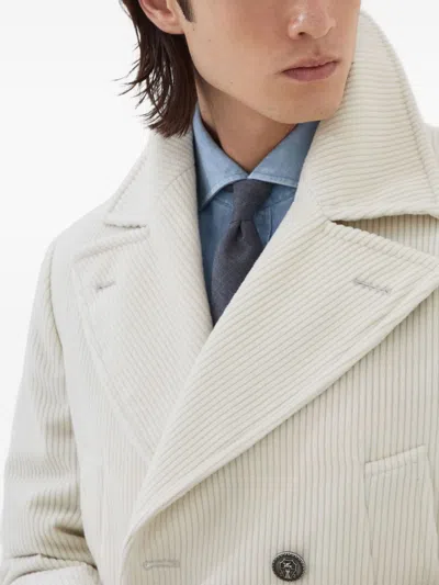 Brunello Cucinelli Men One-and-a-half-breasted Coat In White