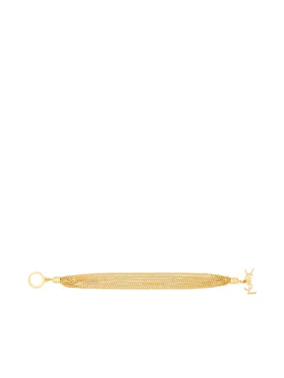 Saint Laurent Multi-chain Cassandre Bracelet In Gold