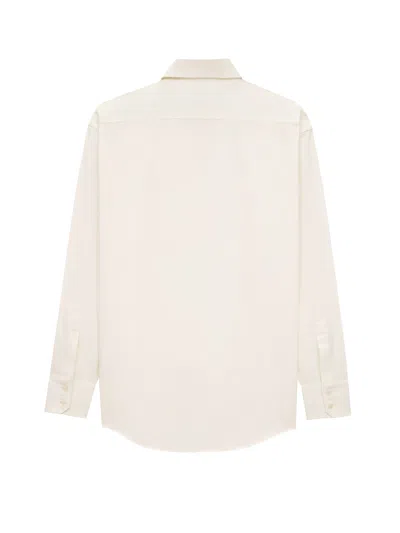 Saint Laurent Women Certified Cotton Shirt With Monogram Embroidery In Neutral