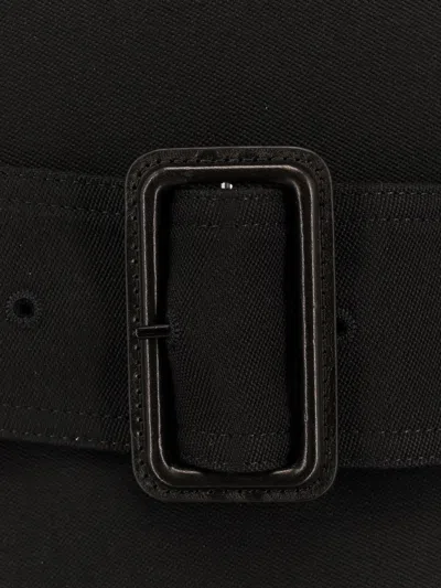 Saint Laurent Double-breasted Long Coat In Grain De Poudre In Black