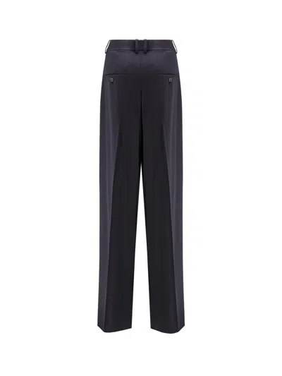 Saint Laurent Women Certified Wool Trousers With Wide Leg In Black