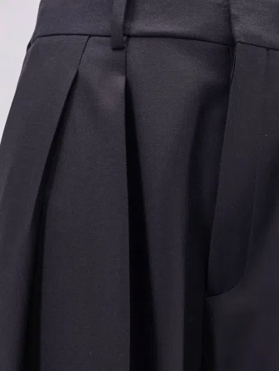 Saint Laurent Women Certified Wool Trousers With Wide Leg In Black