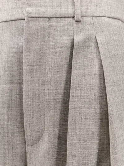 Saint Laurent Women Certified Wool Trousers With Wide Leg In Gray