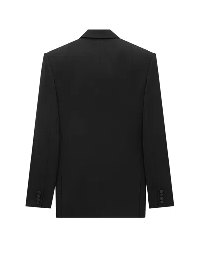 Saint Laurent Certified Wool Tuxedo Blazer With Silk Lining In Black