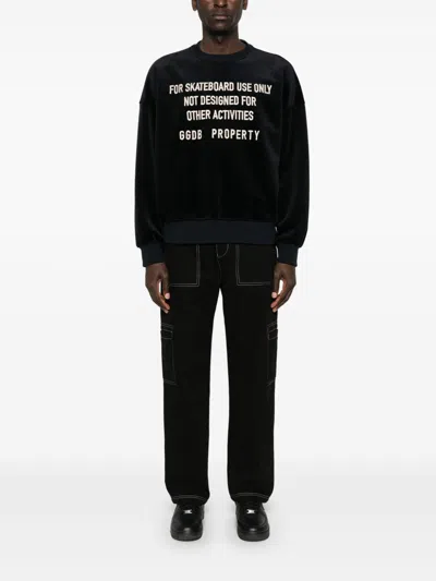 Golden Goose Black Chenille Embroidered Lettering Sweatshirt In Black