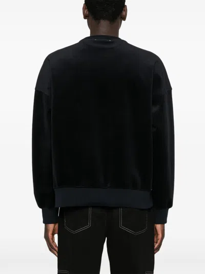 Golden Goose Black Chenille Embroidered Lettering Sweatshirt In Black