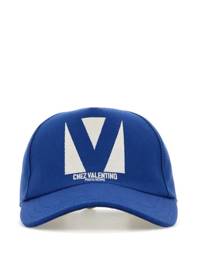 Valentino Garavani Men Electric Blue Cotton Baseball Cap In Multicolor