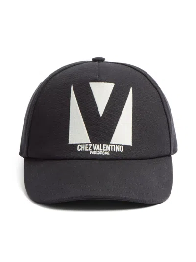 Valentino Chez  Cotton Cap In Black
