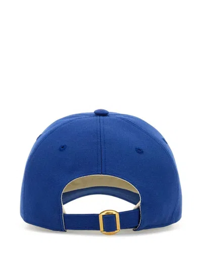 Valentino Garavani Men Electric Blue Cotton Baseball Cap In Multicolor