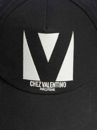 Valentino Chez  Cotton Cap In Black