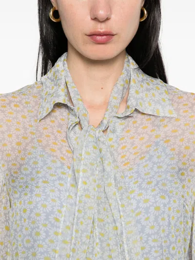 Gucci Flora Print Silk Chiffon Blouse In White
