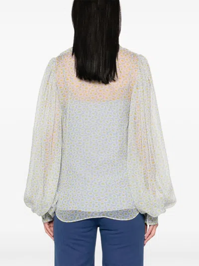 Gucci Flora Print Silk Chiffon Blouse In White