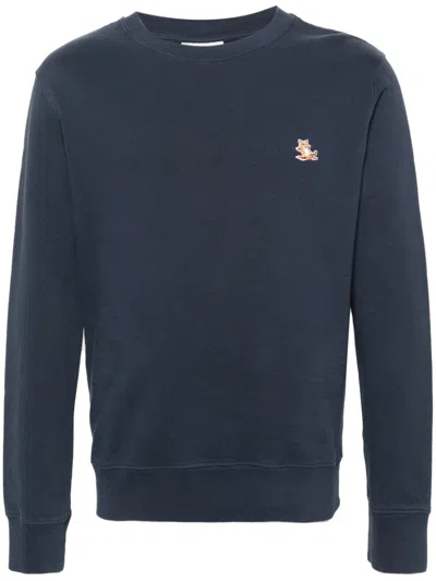 Maison Kitsuné Chillax Patch Cotton Sweatshirt In Blue