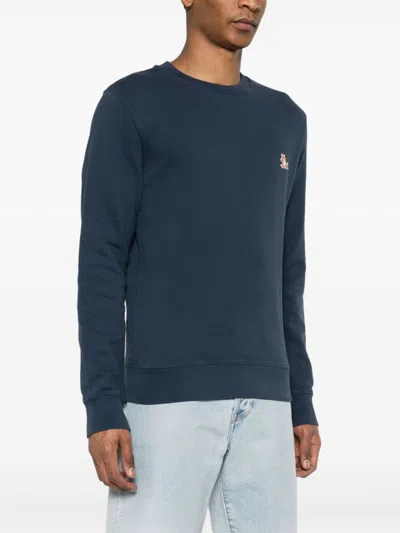 Maison Kitsuné Chillax Patch Cotton Sweatshirt In Blue