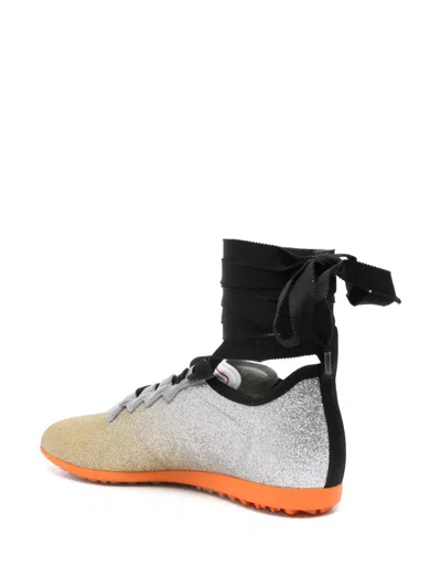 Valentino Leather Sneakers With Glitter Finish And Ankle Strap In Multi