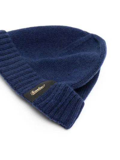 Borsalino Cashmere Beanie With Folded Brim And Ribbed Cuff