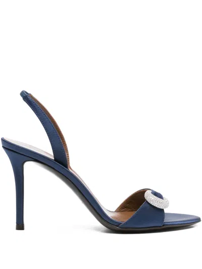 Giuseppe Zanotti Satin Heel Sandals Embellished Buckle In Blue
