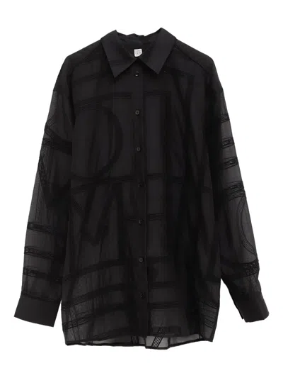 Totême Black Classic Crochet Shirt In Black