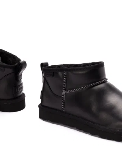 Ugg Classic Ultra Mini Leather Ankle Boots With Plush Lining