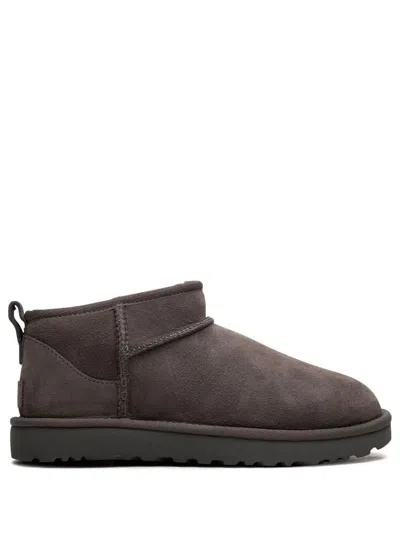 Ugg Dark Grey Suede Classic Ultra Mini Ankle Boots
