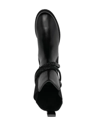 René Caovilla Cleo Combat Biker Boot In Black