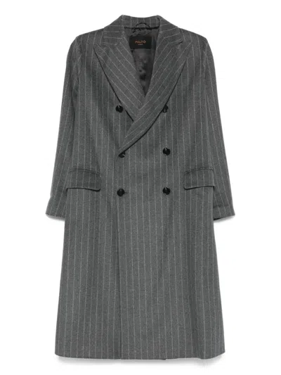 Paltò Pinstripe Double-breasted Coat In Gray