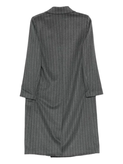Paltò Pinstripe Double-breasted Coat In Gray