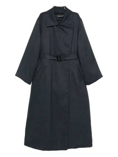 Emporio Armani Double-breasted Coat In Blue