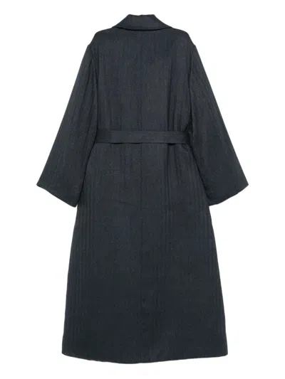 Emporio Armani Double-breasted Coat In Blue