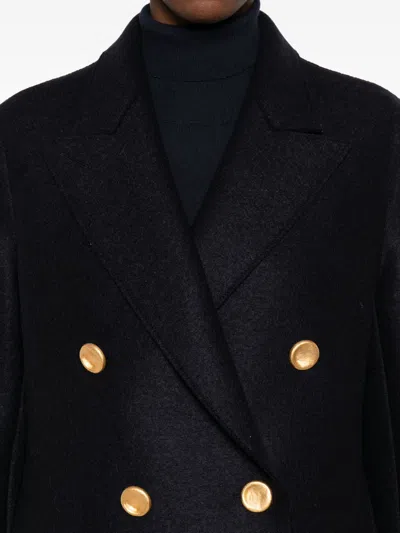 Harris Wharf London Double-breasted Coats With Notched Lapels And Side Pockets In Black