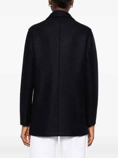 Harris Wharf London Double-breasted Coats With Notched Lapels And Side Pockets In Black