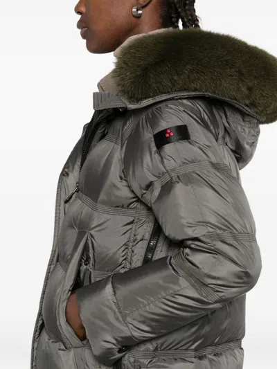 Peuterey Fur-trimmed Quilted Padded Jacket In Brown