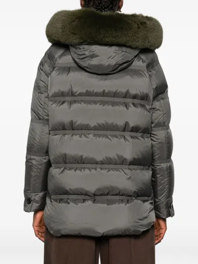Peuterey Fur-trimmed Quilted Padded Jacket In Brown