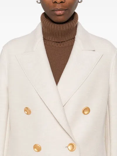 Harris Wharf London Double-breasted Gold Buttoned Coat In Neutral