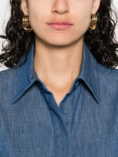 Zimmermann Short Sleeve Embroidered Top In Blue