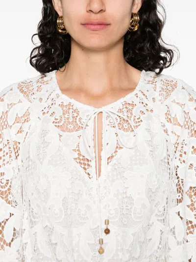 Zimmermann Coco Lace Midi Dress In Gray