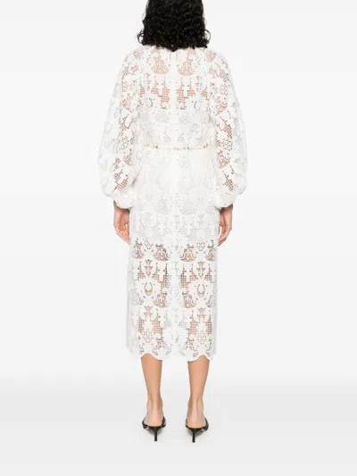Zimmermann Coco Lace Midi Dress In Gray