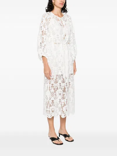 Zimmermann Coco Lace Midi Dress In Gray
