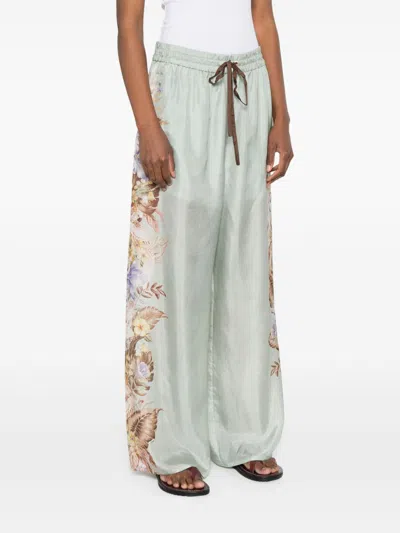 Zimmermann Coco Printed Silk Trousers In Multi