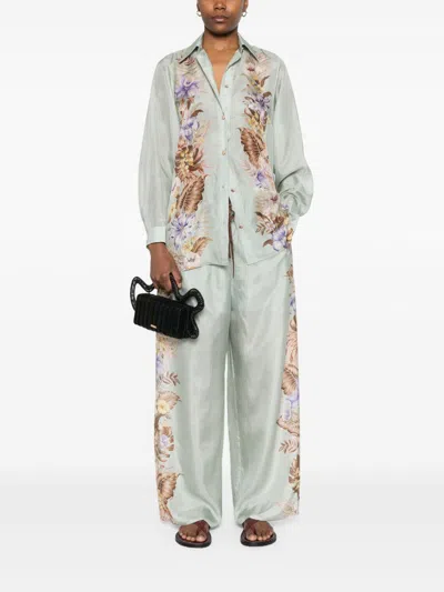 Zimmermann Coco Printed Silk Trousers In Multi