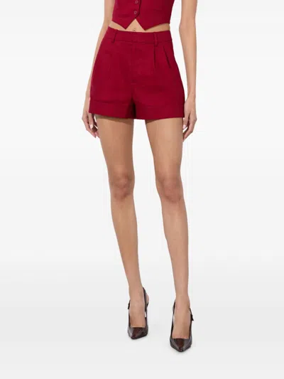 Alice And Olivia Conry Linen Blend Shorts In Red