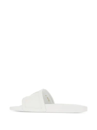 Valentino Garavani Whitesandals With Open Toe And Embossed Logo In Rubber Man In White