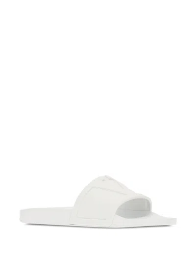 Valentino Garavani Whitesandals With Open Toe And Embossed Logo In Rubber Man In White