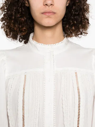 Alice And Olivia Cora Cotton Blouse In White