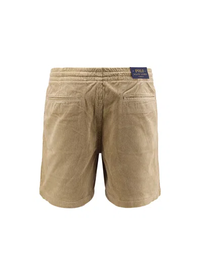 Polo Ralph Lauren Corduroy Bermuda Shorts With Logo Embroidery In Brown
